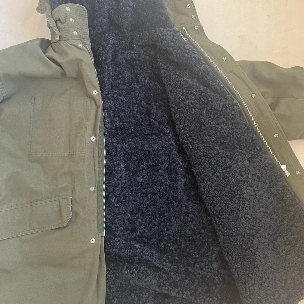 NWT $998 Zadig & Voltaire Kiwi Canvas Khaki Green Parka Coat Faux Fur Lined Sz M